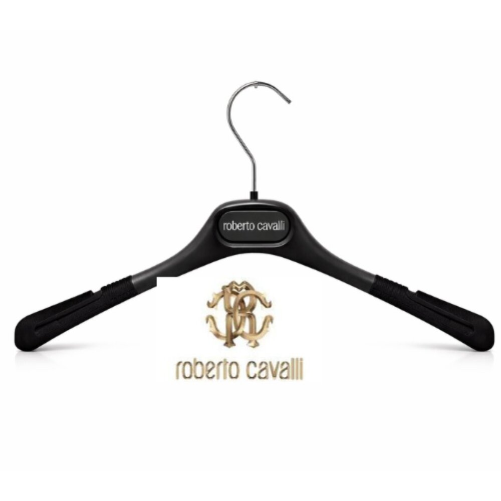 Roberto Cavalli Sleek Black Velvet Edged Hanger